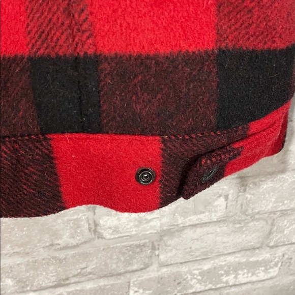 Levi's Sherpa Wool Blend Trucker Jacket in a red and black buffalo plaid pattern - Picture 6 of 10